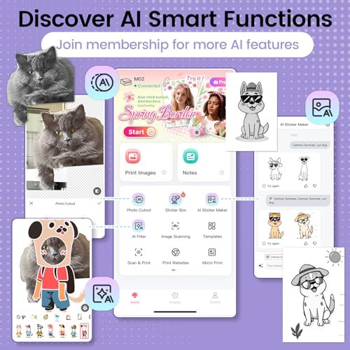 Image of Mini Thermal Printer, Bluetooth Inkless Sticker Printer for Girls Boys DIY