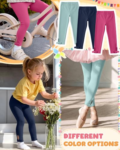 Image of 3 Pack Toddler Girls Cotton Leggings Bow Tight Pants