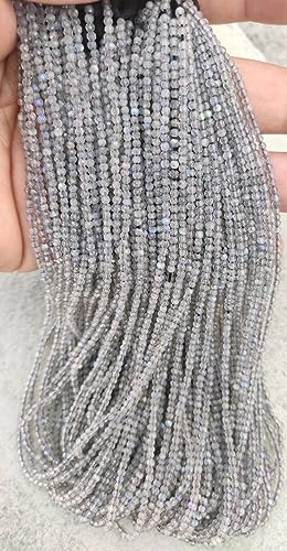 Labradorite naturelle : perles rondes facettées 2mm pour fabrication de bijoux - 6