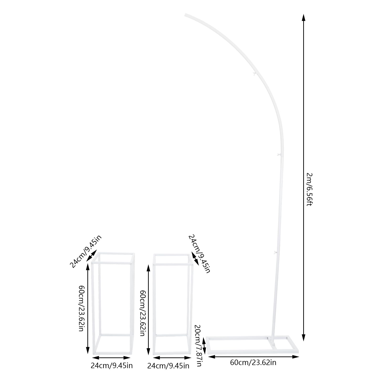 Hochzeitsbogen Gestell 200cm - Metall Bogenständer für Hochzeit Deko Ballonbogen - Stabiler Hintergrundständer für Feiern, Partys, Fotohintergrund (Weiß)