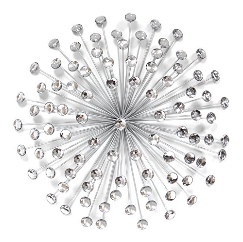 Stratton Home Decor SHD0192 Acrylic Burst Wall Decor, 24", Silver, 24.00 W X