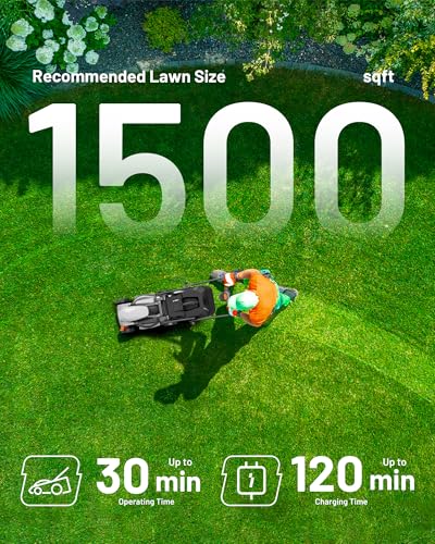 Image of Litheli 14 Inch Cordless Lawn Mower, Ergonomic Lightweight Grass Cutter with Adjustable Handle, 5.0Ah Battery & Charger, Brushless Motor, Cutting Height 1-2.5 in, Easy Push for Older Adults