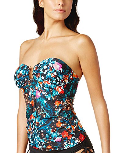 Calvin Klein Womens Convertible Printed Swim Top Separates Black Medium