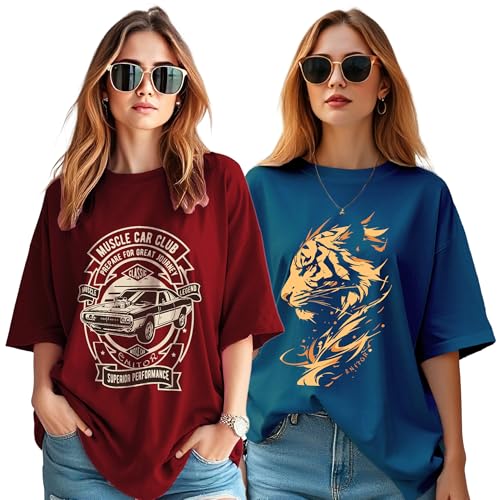 Image of AUSK Oversized T-Shirt for Womens || Graphic Front Printed Loose fit Womens Tshirt