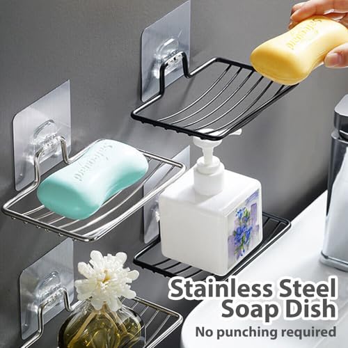 Image of BHARANI MART- Self-Adhesive Bathroom Corner Shelf || Soap Holder || Shower Shelf || Kitchen Rack & Holder || Sink Holder (GI Metal, Powder Coated Finish) (1 Pcs, Soap Stand)