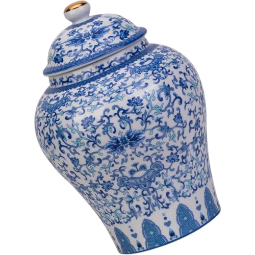 INOOMP Recipiente Hermético de Cerámica para Té 900 Ml en Estilo Chino Vintage, Diseño Floral, Almacenamiento para Té Suelto, Frutos Secos y Dulces en Cocina