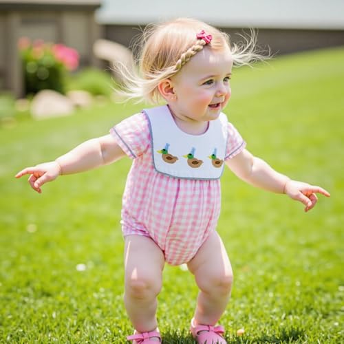 Baby Girl Summer Outfit Plaid Bubble Romper Vintage Smocked Outfits Farm Onesie Newborn Clothes Summer2