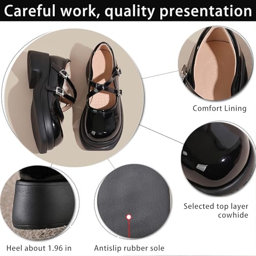 Women's Mary Jane Shoes Patent Leather Platform Chunky Heel - Round Toe Ankle Strap Dress Pumps for Y2K Retro Kawaii Fashion, Uniform Dress Party & Cosplay3