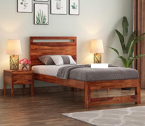 NATRAJ ART & CRAFT Single Sheesham Wood Bed for Bedroom | Sheesham Wood Bed | Solid Wood Bed | Bed for Home | Bed for Living Room | Bedroom Furniture | Wooden Bed Visit The DECNITY Store Natural (B0D29G85RQ) Amazon Price History, Amazon Price Tracker