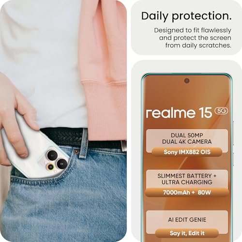 Image of FIRST MART Front & Back Tempered Glass for Realme 15 With Installation Kit | Edge to Edge Coverage | Militry-Grade Screen Guard & Back Nano Membrane | Clear