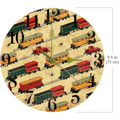 Horloge murale train quartz ronde et silencieuse pour école - 5