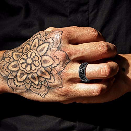 Wainis 8 Pcs Stainless Steel Black Fidget Spinner Rings For Men Women Cool Release Anxiety Rings Set Size 8 #TOP5