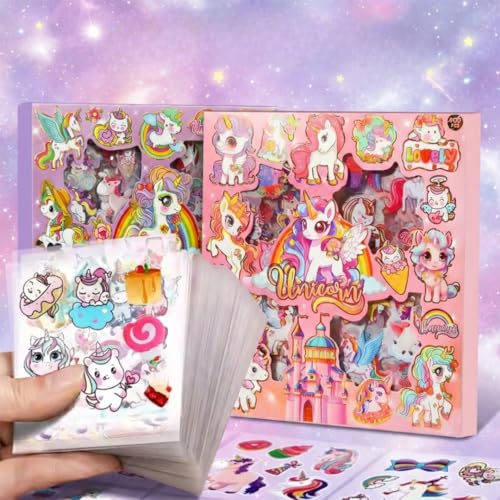 Image of FunBlast Unicorn Theme PET Stickers, Kawaii Sticker - 100 Sheets; 500+ Pcs Aesthetic Sticker, Japanese Style Craft Stickers, Self-Adhesive Sticker's Set - (Color May Vary)