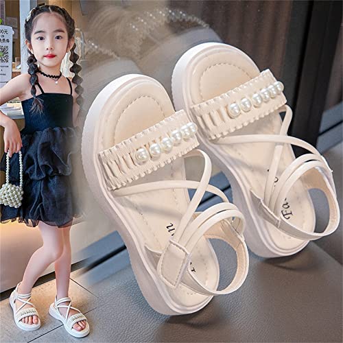 Big Kids Girl Sandals Summer Pearl Roman Shoes Flat Bottomed Non Slip Daily With Dress Shoes Youth Slides4