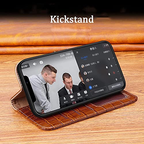 Coque antichoc iPhone 13 Pro Max protégeant l'écran avec rabat marron - 4