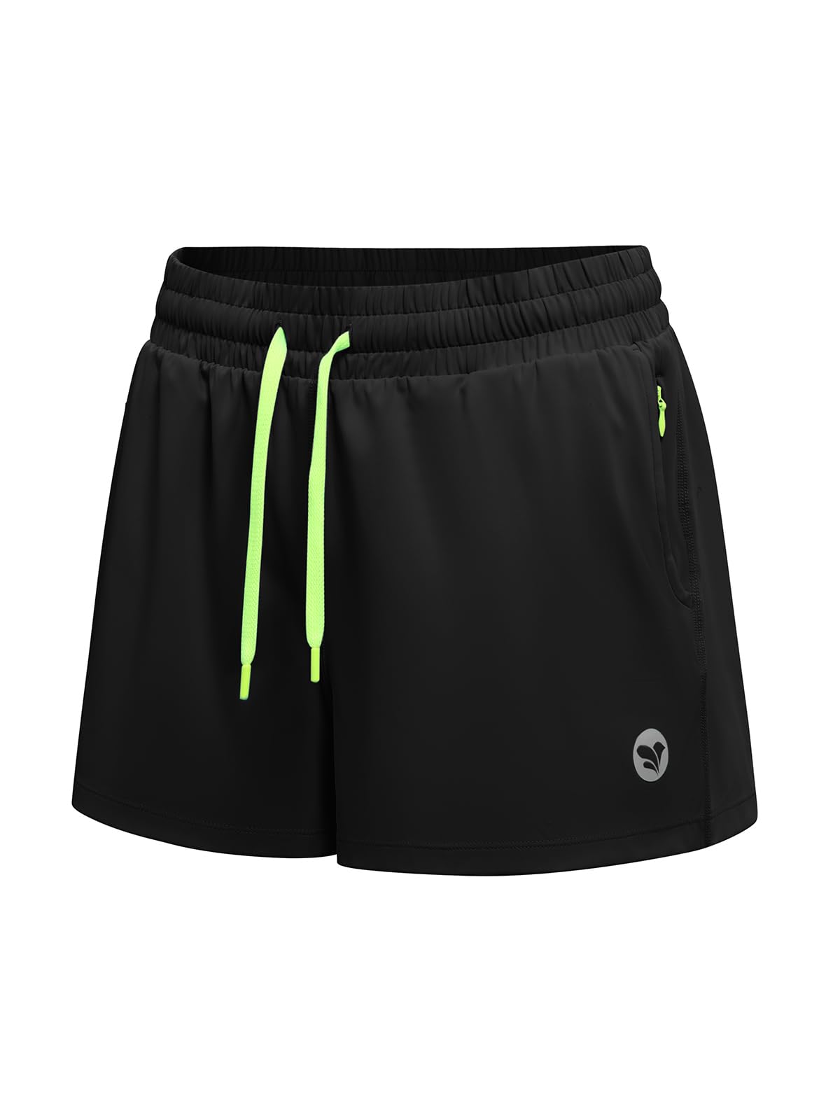 AARYA Pantaloncini da allenamento da donna a vita alta, pantaloncini da corsa atletici con tasca con cerniera e coulisse