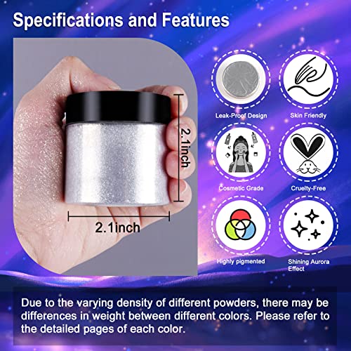 Viza Cosmetic Grade Mica Powder, 30G/1.06Oz Moonlight Interference Pigment Powder Chrome Nail Glitter For Nail Polish, Lip Gloss, Body Butter, Soap Making, Candle Dye, Bath Bombs - Silver White #TOP5