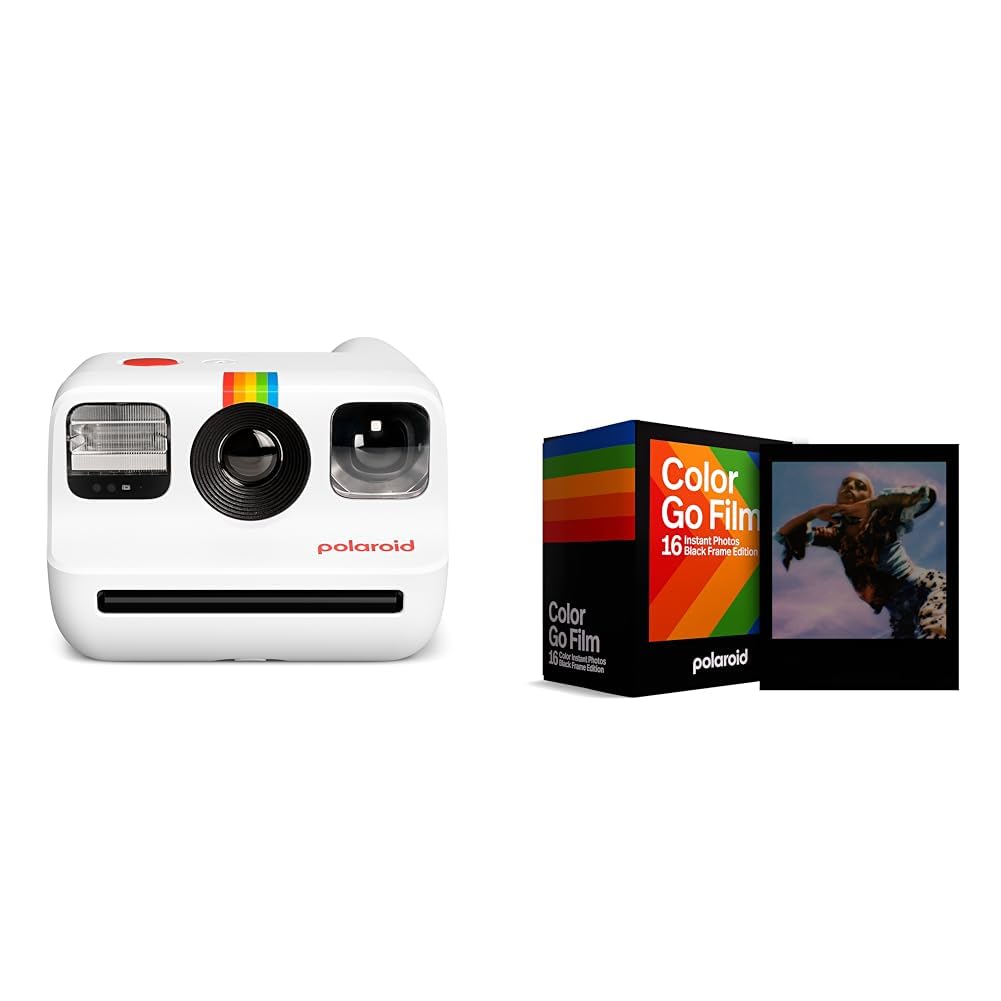Polaroid Go Generation 2 White & 6211 Pellicola a colori per Go - confezione doppia - cornice nera, 16 pellicole (l'imballaggio può variare)