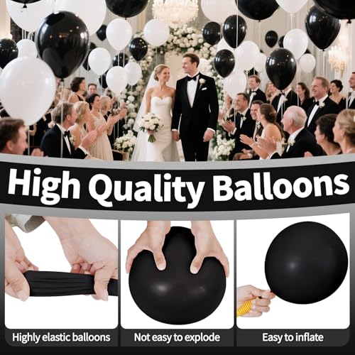 Image of Black Balloon 110pcs, 12 Inch Thickened Latex Party Balloons Helium Bright Color for Birthday Baby Shower Wedding Party Supplies Arch Garland Decoration