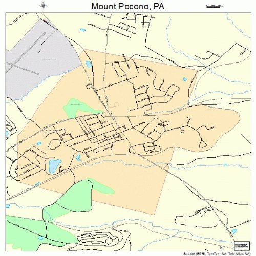 Large Street &amp; Road Map of Mount Pocono, Pennsylvania PA - Printed ...