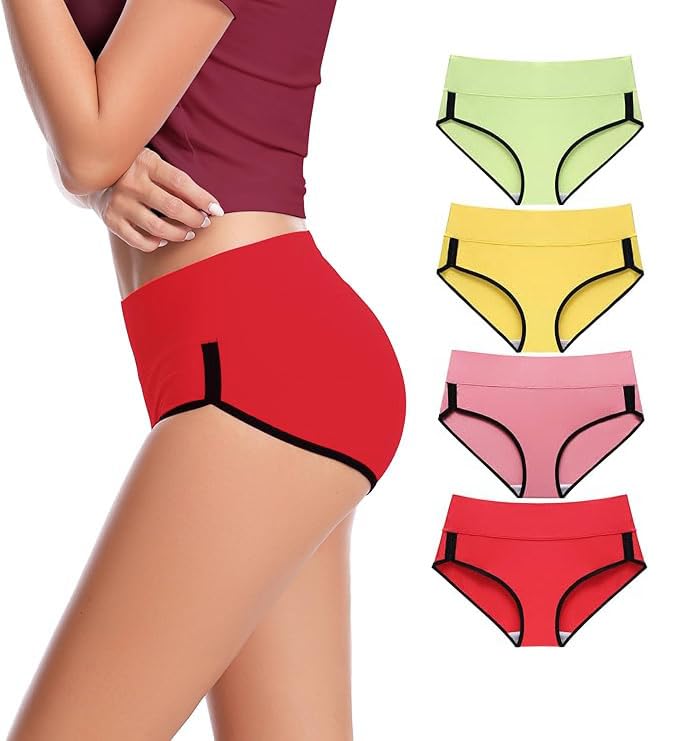 diving deep Womens Breathable 100% Hipser Regular & Plus Size Underwear | Cotton Brief | High Waist Full Coverage Tummy Controller | High Rise Underpants Womens Panties - (Pack of 4)-picture-9