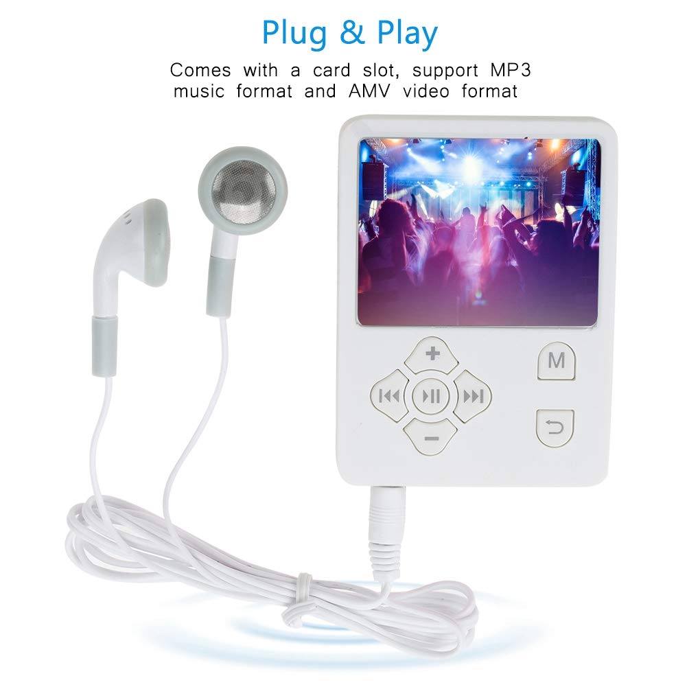 MP3 Player, Portable Music Player 32G Memory Card Multiplayer Mode for 6 to 8 Hours Continuous Playback Easy to Operate HiFi Music MP4 Music Player(White)