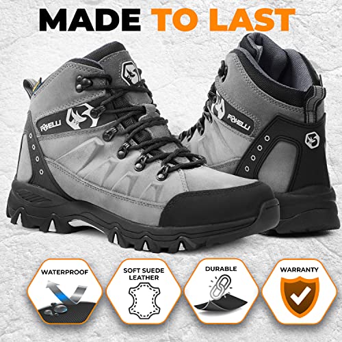 Foxelli Men’s Hiking Boots – Waterproof Breathable & Lightweight Suede Leather Hiking Boots for Men3