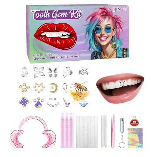 Image of DIY Tooth Gem Kit, 120+ Crystals | Sparkling Crystals Jewelry,with applicator and tools.,Long-lasting shine,Easy to apply and remove,for beginners