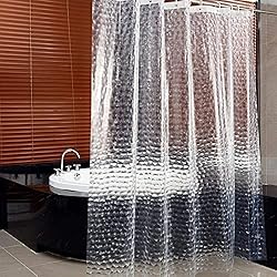 Plato De Ducha Con Cortina Se Sale El Agua WANGZAIZAI Cortina de Ducha para baño, Cubo de Agua 3D Transparente, Lavable a Prueba de Agua, sin Moho, con 12 Ojales y Ganchos de plástico, para Ducha o bañera. (180 x 180 cm)
