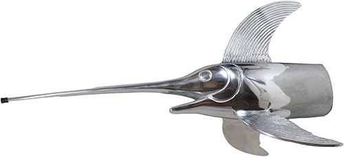 Miniatura 3 de Ebros Gift Náutico marino pulido aluminio metal espada cabeza decoración placa costera mar marlin figura decorativa