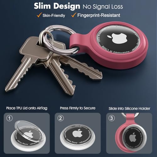 AirTag Schlüsselanhänger mit wasserdichter Hülle, 360° stoßfester Rundumpanzer für Apple AirTag - Anhänger für Schlüssel, Koffer, Tasche (4er Set)