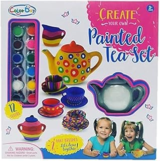 لعبة تلوين طقم الشاى و قابل للغسل عشان يتلون آكتر من مرة- 13 قطعة