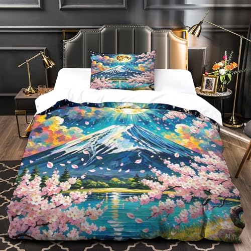 Housse de couette imprimée 3D fleur de pêche en textile microfibre premium douce - 4