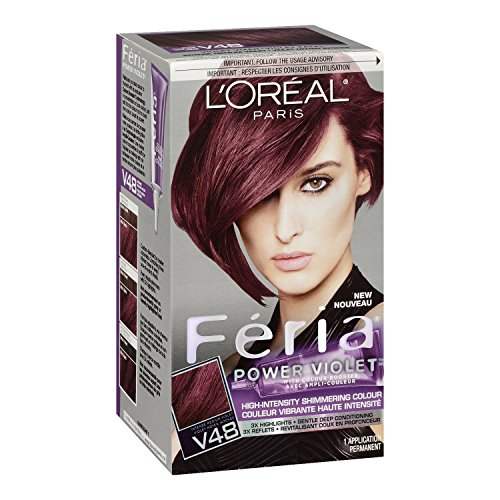 L'oreal Paris Feria Multi-Faceted Shimmering Permanent Hair Color Hair Dye, V48 Violet Vixen (Intense Medium Violet) #TOP7