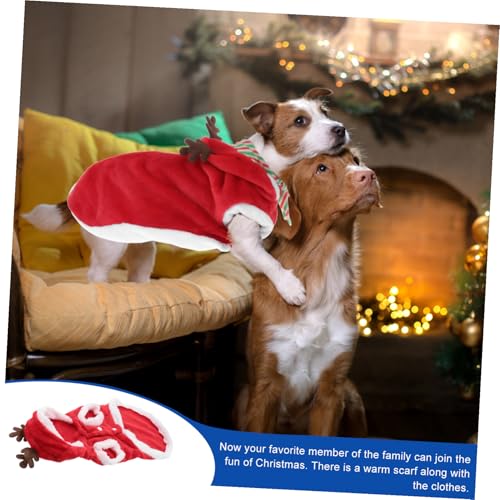 Disfraz de Navidad para perros con bufanda y abrigo de franela miniatura 4