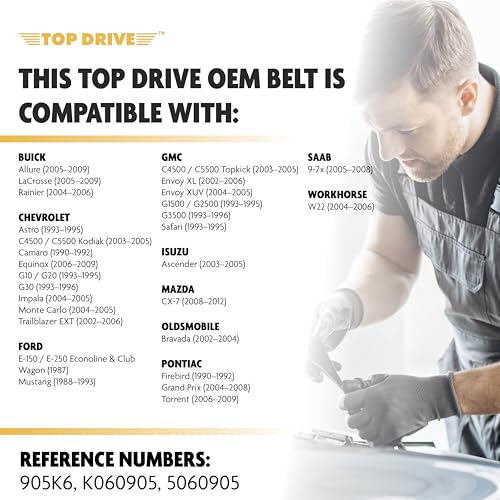 Image of Top Drive, 6PK2300, Premium Engine EPDM Serpentine Belt, 91.10 inch Length | 6-Rib, Automotive Replacement Serpentine Belt, Equivalent References K060905 and 5060905