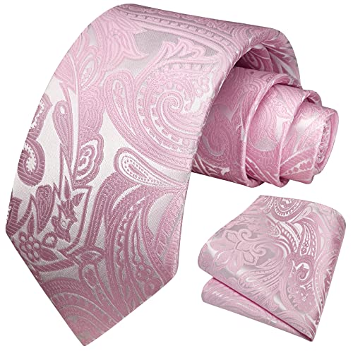 Image of HISDERN Ties for Men Paisley Floral Tie Handkerchief Classic Woven Business Formal Necktie and Pocket Square Set Wedding