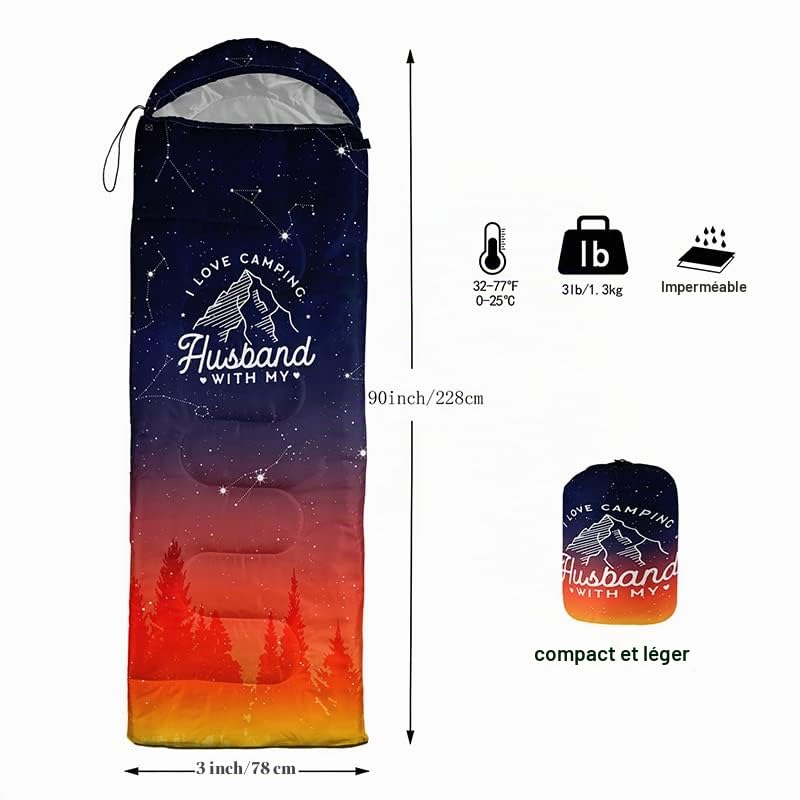 HOSIMA Sacs de couchage pour temps froid, sac de couchage momie pour adultes, filles, garçons, imperméables, pour le camping, la randonnée, les voyages, la chasse avec sacs de compression