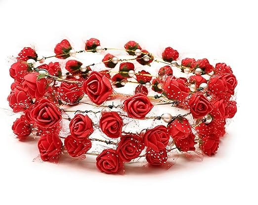 JAGMOOLYA PRODUCTS Artificial Floral Headpiece Roses Foam Flower Wedding Bridal Beach Party Travel Headpiece Wreath Crown Tiara for Girls, Teens and Women (Pack of 2 pcs) (Red) (B0DBLVNYFR) Amazon Price History, Amazon Price Tracker