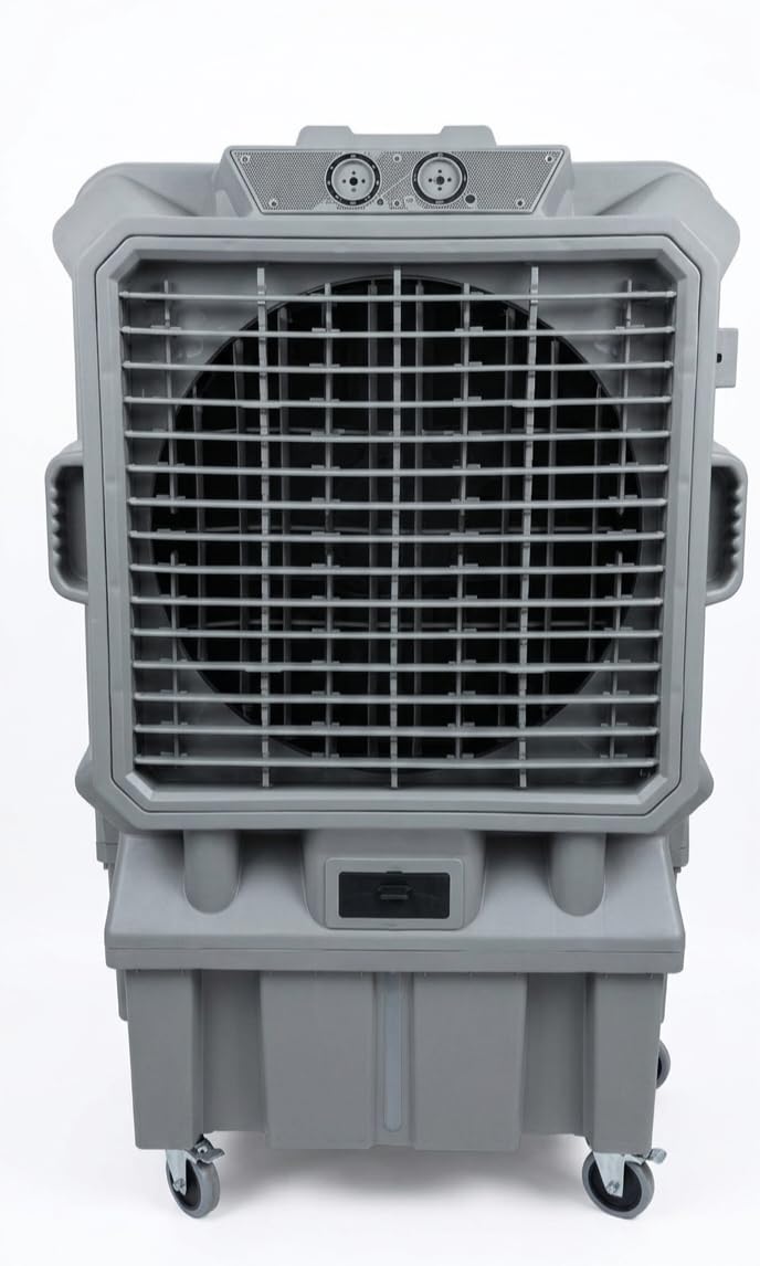 Portable Evaporative Air Cooler, Large Capacity, Grey, on Wheels, for Indoor and Outdoor Use-image-40