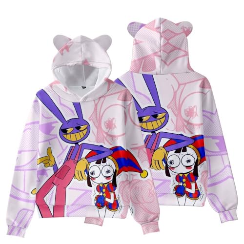 Unisex Kids Cartoon Graphic Multicolor Print Digital Circus Pullover Hoodie with Kangaroo Pocket3