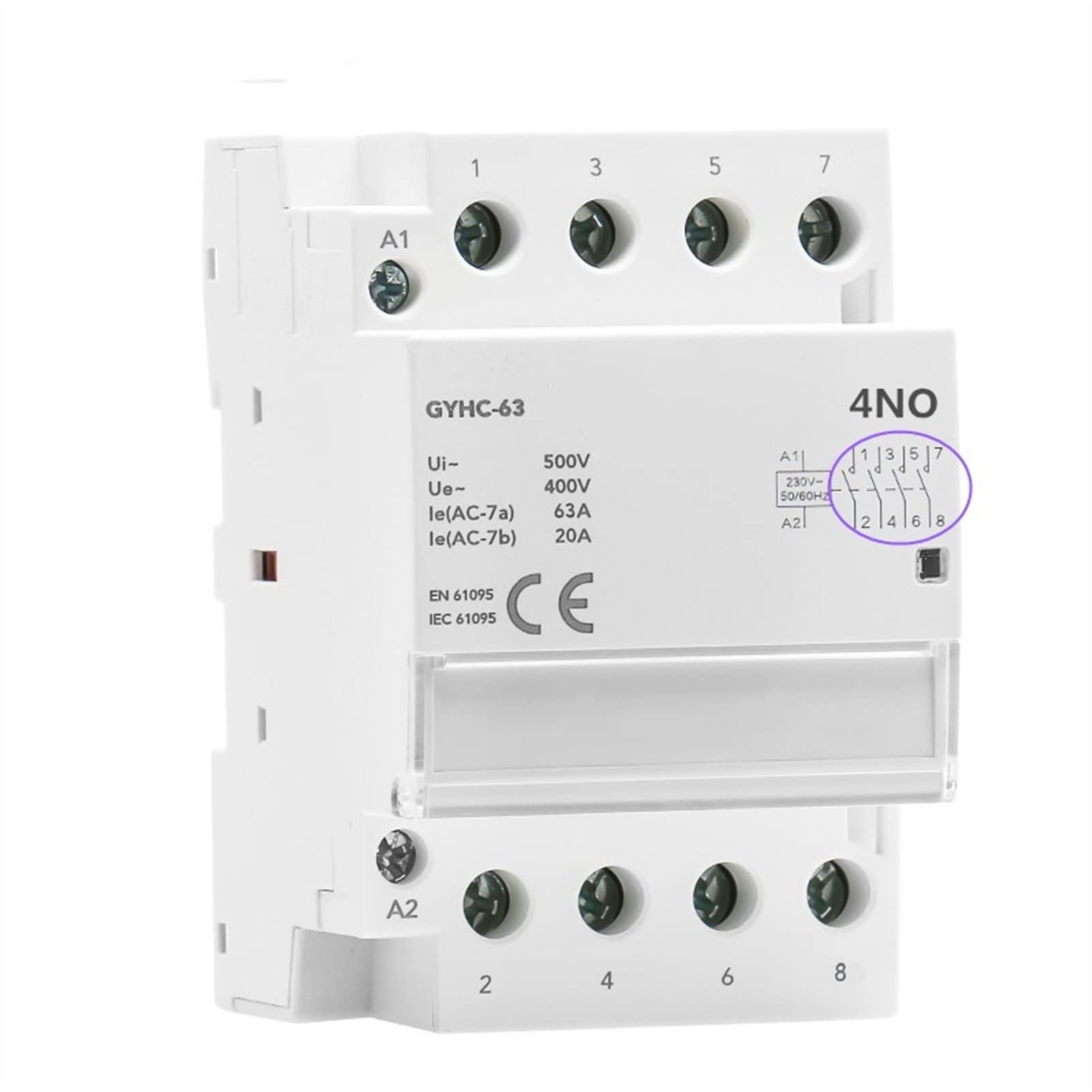 Contactor 4p 40a 63a 4no 4nc 2no2nc 3no1nc Uso doméstico o for pila de carga contactores Electricidad industrial (Color : 4p 40a 4no)