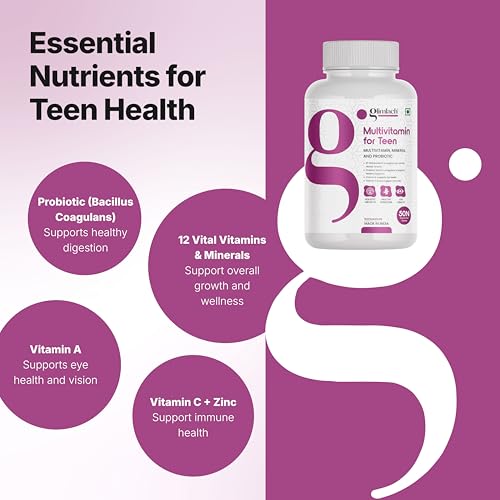 Image of GLIMLACH Multivitamins For Teenagers, 50 Multivitamin Tablets, with Zinc, Vitamin C, Vitamin D3, Multiminerals and Enhances Energy, Stamina & Immunity