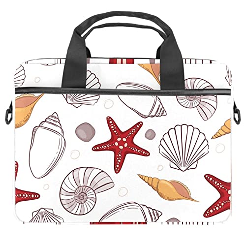 Sacoche à bandoulière pour ordinateur portable 13 à 14.5 pouces motif coquillage et étoile de mer