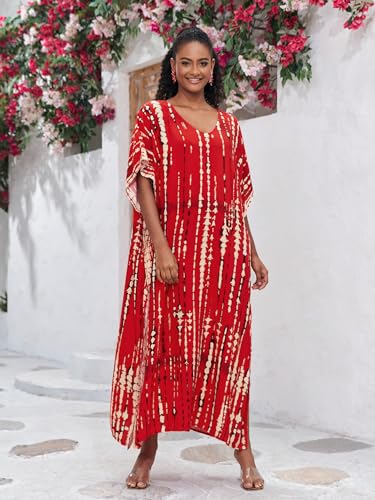 Image of Kaftan Dresses for Women Plus Size Bathing Suit Cover up Caftan Maxi Beach Dresses
