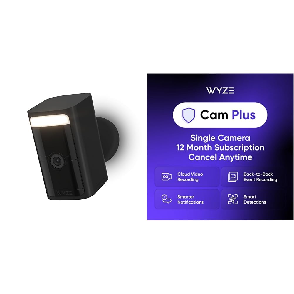WYZE Battery Cam Black Cam Plus Yearly, Covers 1 Camera, Auto-Renews at $19.99/Year, Activation Required