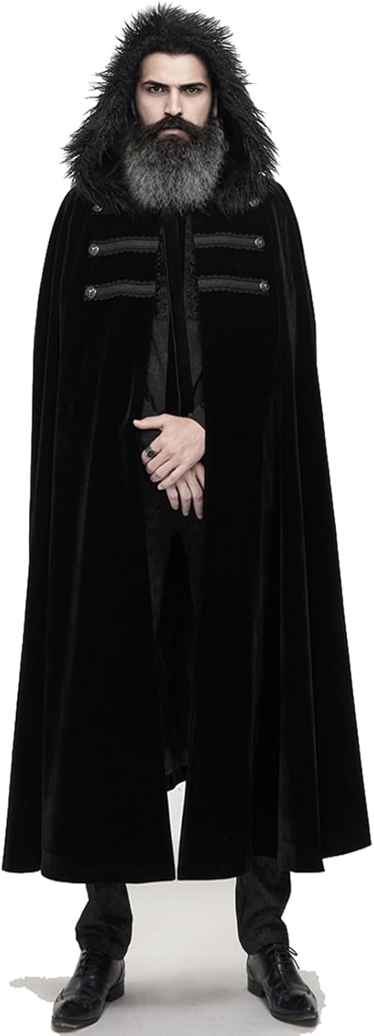 MSOrient Unisex Medieval Renaissance Hooded Fur Collar Cape Gothic Cloak Capelet Hobbit Halloween Costume