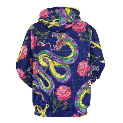 Sweat à capuche rose serpent UMENG, le pull unisexe taille S pour stopper les looks ternes - 3