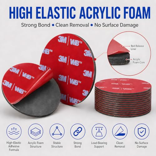 Image of 15 Pcs Double Side Tape Heavy Duty Round Adhesive Pads, Double Tape for Car Dashboard, Reusable Mounting Stickers for Dash Cam, Camera & Home Use, Strong Double Sided Adhesive Discs(2.36 Inch)