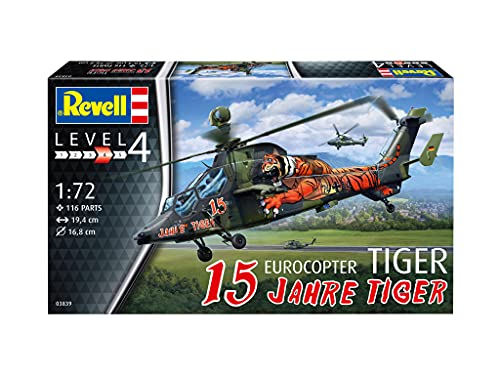 Revell 03839 Eurocopter Tiger 15 Jahre Tiger 1:72 Scale Unbuilt/Unpainted Plastic Model Kit, Unvarnished, 19.6 cm - Image 2